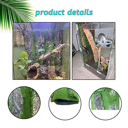 kathson Reptile Cork Terrarium Background Decor,Habitat Fitting Bark Backdrop Wall Artificial Moss 3D Aquarium Panel for Lizard Gecko Tortoise Spider Bearded Dragon Chameleon Snake Amphibian(2Pcs)