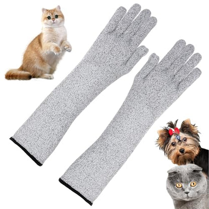 Pet Handling Gloves Cut Resistant Garden Sleeves 15.5” Extra-Long Cat Grooming Arm Sleeve Anti-Scratch Bite Resistant Protective Sleeves Arm Guards for Men Women Gardening Cutting Pet Grooming (1pair)