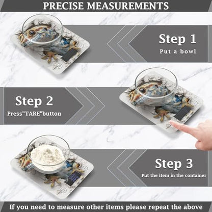 Geckoes Reptile 3D Wall LCD Display Small Food Scales for Kitchen 11lb/0 18oz 5kg/5g (Scenario) Small Scales Digital gram and oz with 4 Unit for Espresso Espresso pesa para alimentos