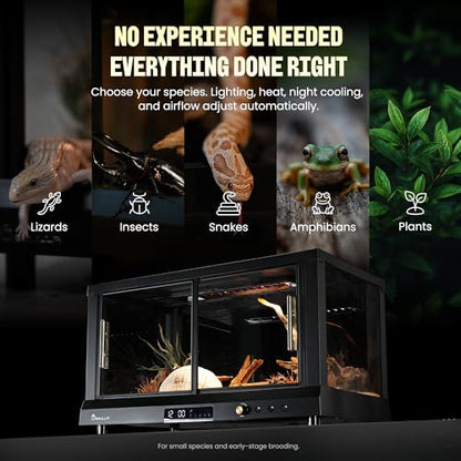 All-in-ONE Smart Reptile Tank, Reptile Enclosure，Terrarium Tank，Screen Ventilation Habitat，Amphibians，Suitable for Keeping Lizards, Geckos and Snakes (Black, CP1) - color: BLACK, size: CP1