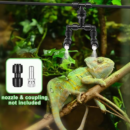 14 Pack 1/4" Reptile Mister System Fittings Irrigation Quick Connect, Push to Connect Reptile Mister Fittings,8 Elbows,4 Tees,and 2 Bulkhead,360 Degree Adjustable for Aquarium,Vivarium,Plants - size: 14 Pack Mister Fittings Kit