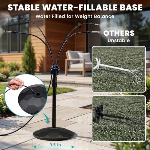 Standing Misting Cooling System, Fillable Base, Black | Adjustable Height, 26.2FT Water Line, Portable Mister For Outside Patio Cooling, Pool Tanning, Garden Greenhouse Watering - color: Black