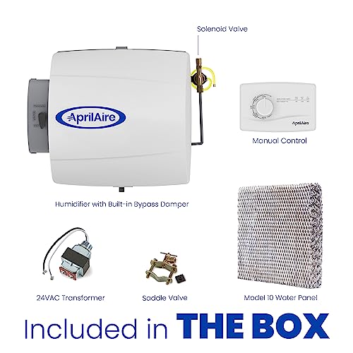 AprilAire 500M 12-gal. Whole-House Small Bypass Evaporative Humidifier with Manual Control for up to 3,600 sq. ft. + AprilAire Model 5843 Humidifier Installation Kit - style: Humidifier + Installation Kit