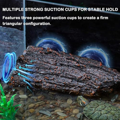 Turtle Basking Platform with 3pcs Suction Cups Resin Floating Climbing Terrace Simulated Bark Resting Dock for Semiaquatic Tortoise Frogs Lizards - style: Style A