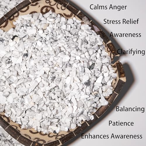 Howlite Chips Bulk 1lb, 1200+ Pieces, 5-8mm Natural Gemstones - color: Howlite, size: 1LB
