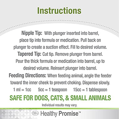 Four Paws Healthy Promise Easy Feeder Pet Feeding Syringe, 2 Count | Convenient syringe feeder, for hand-feeding kittens & puppies, easy to use, pet nursing supplies