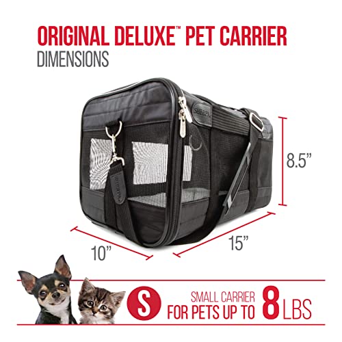 Sherpa Original Deluxe Travel Pet Carrier, Airline Approved & Guaranteed On Board - Black, Small - size: 15.0"L x 10.0"W x 8.5"H
