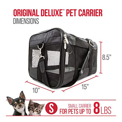 Sherpa Original Deluxe Travel Pet Carrier, Airline Approved & Guaranteed On Board - Black, Small - size: 15.0"L x 10.0"W x 8.5"H
