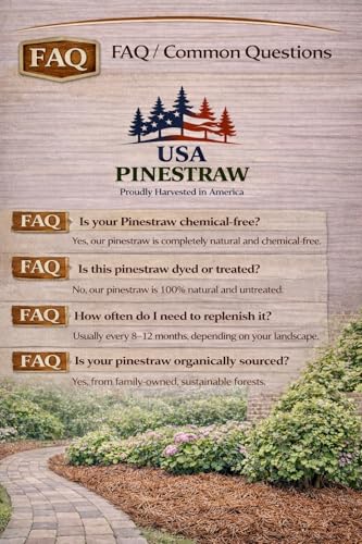 Long Needle Pine Straw Mulch - 100 Sqft Coverage 1 Set - Premium USA Harvested PineStraw for Landscaping, Weed Control, Moisture Retention & Erosion Control - USA Pinestraw - size: Pine Needle Mulch - Covers 100 Sqft 1 set