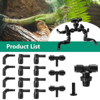 Reptile Mister Nozzles - Four-Jet 360 Adjustable Misting System Nozzles 1/4'' Metal for Terrarium, Paludarium, Vivarium, Plants - size: Four-Jet Nozzle