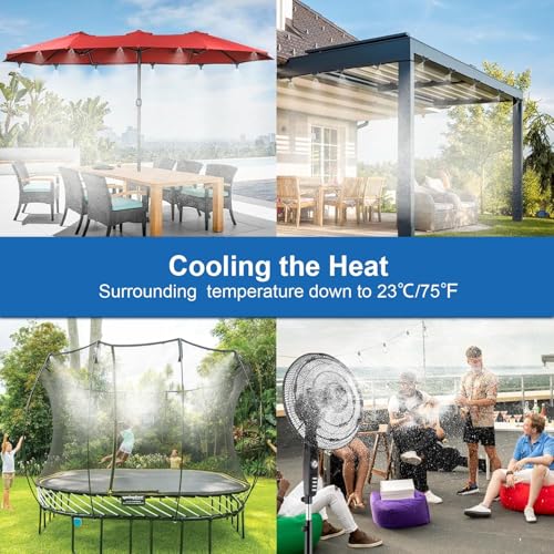 POCKET PANDA Outside Mister for Patio, Outdoor Misting Kit, 100Ft|30M. | Backyard Mist Cooling System for Garden,Greenhouse,Fan,Deck,Umbrella,Canopy,Pool,Porch,Trampoline,BBQ Party Accessories - color: Black, size: 100FT