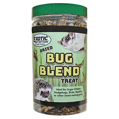 Bug Blend - Healthy High-Protein Dried Insect Treat - Crickets, Mealworms, Grasshoppers - Sugar Gliders, Hedgehogs, Squirrels, Chickens, Skunks, Opossums, Marmosets, Parrots, Birds (3.4 oz.) - size: 3.4 Ounce (Pack of 1)