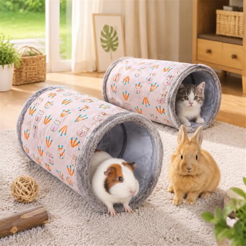 2 Packs Guinea-Pig Rabbit Tunnel Pet Fun Tunnel, Bunny Tunnel,Tube Pet Hideaway, Bunny Hamster Hideout Small Animal Activity Tunnels Hideaway Accessories for Dwarf Rabbits Kitty