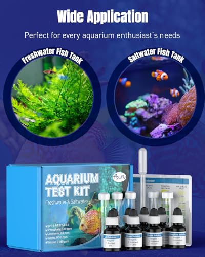 Pawfly 5 in 1 Aquarium Water Master Test Kit, Fish Tank Water Testing Kit | Aquarium Water Test Kit for pH Nitrite Nitrate Ammonia & Phosphate, Aquarium Test Kit for Freshwater & Saltwater Fish Tanks - color: Blue Standard Kit Pack