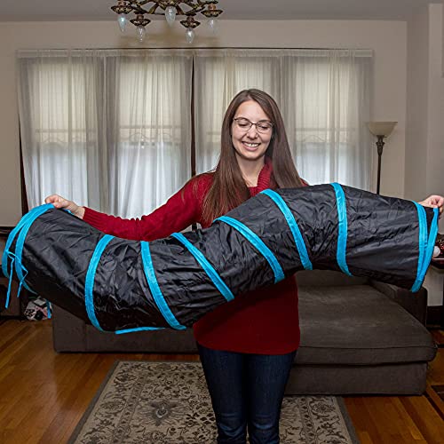 PetLike S Way Cat Tunnel Collapsible Pop-up Pet Tube Hideaway Play Toy with Ball (S-Way, Black) - color: Black, size: S-Way