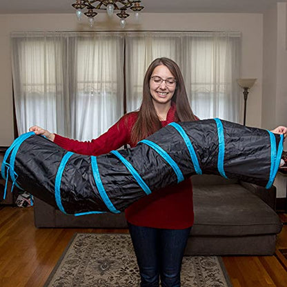 PetLike S Way Cat Tunnel Collapsible Pop-up Pet Tube Hideaway Play Toy with Ball (S-Way, Black) - color: Black, size: S-Way