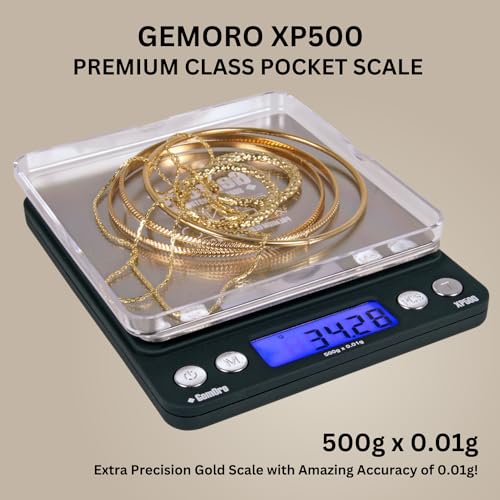 GemOro Platinum XP500 | Jewelers Pocket Scale | Countertop Portable Scale with Durable Precision | Digital Accurate Tool with Expert Professional Reading & Accuracy 500g x 0.01g Readability (Silver)