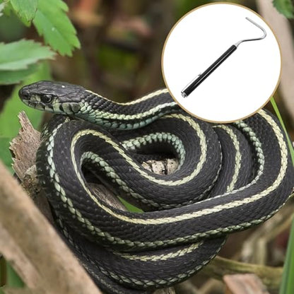 KALLORY Retractable Stainless Steel Snake Hook with Long Handle, Telescopic Reptile Catching Tool for Safe Snake Handling and Catching in Pet Care