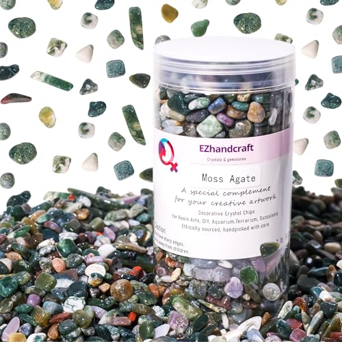 Moss Agate Chips Bulk 2lbs, 2400+ Pieces, 5-8mm Natural Gemstones - color: Moss Agate, size: 2LB
