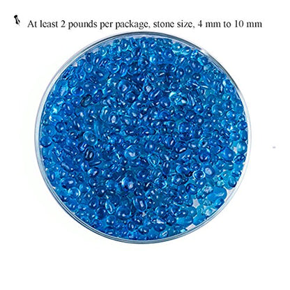 2 Pounds Landscape Glass Pebble Gravel Sand Fit for Aquariums Succulent Plants Terrarium Landscape, Natural Blue