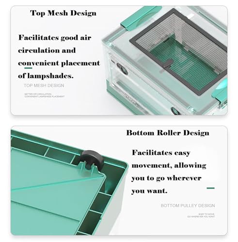 Large Portable Reptile Tank with Multi-Observation Perspective Foldable and Bottom Pulley, Ideal Habitat for Gecko, Frog, Spider and so on (Blue) - color: Blue
