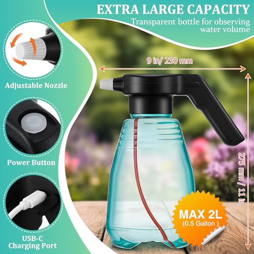 0.5 Gallon Electric Spray Bottle Plant Mister Green Style | Rechargeable Battery Powered Sprayer with Adjustable Spout, for Indoor Outdoor Plants, Gardening and Cleaning - style: Green Style