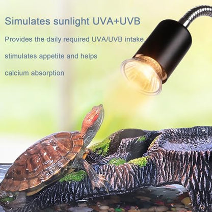 Heat lamp for reptiles，UVA UVB Turtle Heating Lamp with Two Heat Bulbs, Turtle Basking Light with 360° Rotatable Hose & Clamp & Adjustable Switch for Bearded Dragon Reptiles Turtle Lizard Snake - style: Reptile Heat Lamp