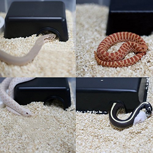 Hypeety Reptile Hide Box Small Animal Hide Cave for Snakes Lizards Geckos | Durable, safe material, with texture surface, helps peeling, easy to clean, provides secure hiding space, balck, 1 pack, S