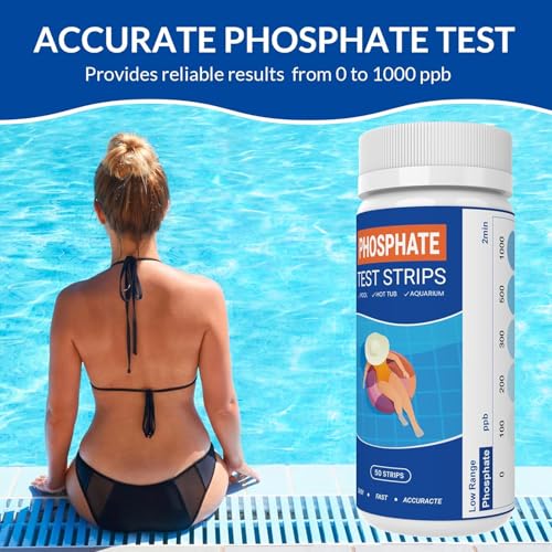Phosphate Test Kit - Pool Phosphate Test kit-50 Counts Phosphate Test Strips for Swimming Pool, Spa, Hot Tub,Aquarium,Fish Tank- Phosphate Test kit for Freshwater,Saltwater Testing