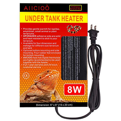 Aiicioo Reptile Heating Pad - 6x8Inch Hermit Crab Heater Heat Mat for Reptiles Snake Lizard Terrarium 8 Watt 2Pack