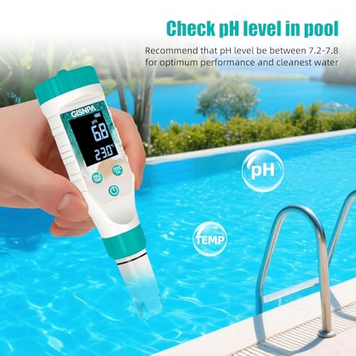Digital Pool Water Tester, Pool pH Tester, Chlorine Tester & Pool Salt Tester 7 in 1 FAC Digital Salinity Tester for Saltwater Aquarium Sodium Chloride Swimming Pools Hot Tubs Spas - color: Green
