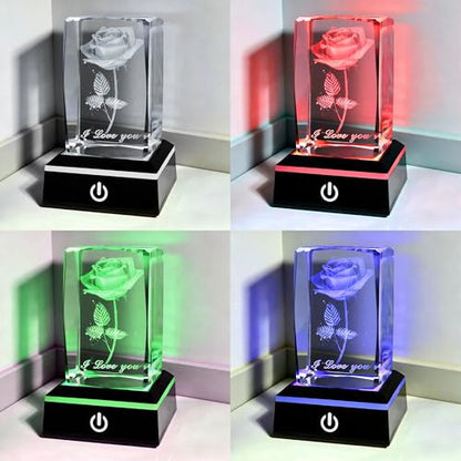 LED Light Base Anti-Slip Square Display Stand, Color Can Change, Suitable for Glass, Crystal, and Transparent or Semi-Transparent Artworks (2 Black)