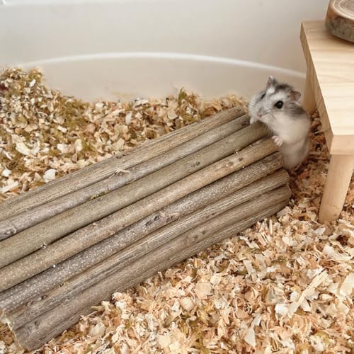 Natural Wooden Hamster Mouse Tunnel Tube, Small Animal Chew Toy for Rat Rodents