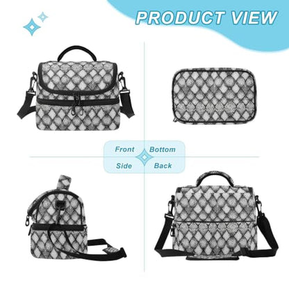 ATTX Snakeskin Texture Double Deck Lunch Bag for Work & Travel | Insulated lunch bag with double compartments, roomy storage and portable design for work, travel and outdoor activities.
