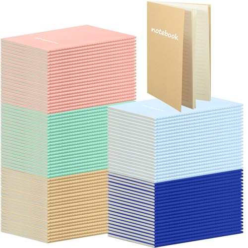 100 Pcs Journals Notebooks Bulk - Kraft Softcover A5 Small Notebooks 5.5 Inch x 8.3 Inch Notepads with 60 Page 30 Sheet for Writing Sketch Travel Office Supplies(Bright Color,Lined) - color: Bright Color, style: Lined