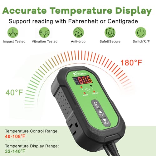 10"x 20" Seedling Heat Mat and Digital Thermostat Combo Set - KOKOPRO Warm Hydroponic Heating Pad for Seed Germination Indoor Gardening Greenhouse for Reptiles Seedlings Incubation Fermentation - color: 10''x20.75''-Heat Mat & Thermostat Combo