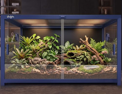 68 Gallon Reptile Tank, Snake Tank Reptile Enclosure Front Sliding Door | Stackable ventilation 68 Gallon ball python enclosure anti-escape locks and no-fingerprint handles humidify misting tubes - color: Blue, size: 68 Gallon