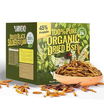 2LB Non-GMO Dried Black Soldier Fly Larvae for Chickens 45% Protein High Calcium Chicken Feed Alternative to Mealworms, Dried BSF Larvae Chicken Treats for Laying Hens Ducks Birds Reptiles - size: 2 Pounds (Pack of 1)
