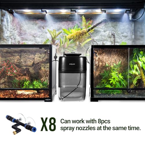 REPTI ZOO 10L Reptile Mister Fogger Mister for Reptile Tank Reptile Misting System Extremely High-Pressure Silent Pump Reptile Humidifier Terrarium Mister with 2PCS Nozzles for Reptiles/Amphibians