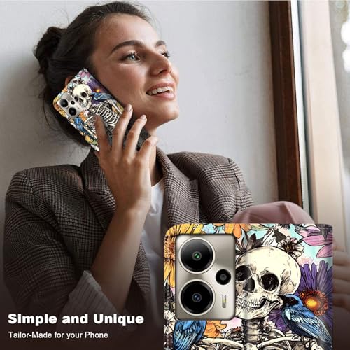 for Cricket Outlast 5G 2024 Wallet case with RFID Blocking Credit Card Holder Kickstand, Folio Flip PU Leather Shockproof Protective Cover for AT&T Motivate Pro 5G, Skull with Paint - color: Skull With Paint