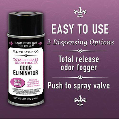 Odor Eliminator, Total Release Odor Fogger, 3 Pack, Effectively Deodorizes and Neutralizes Foul Odors on Contact, Fresh Linen (5 OZ)