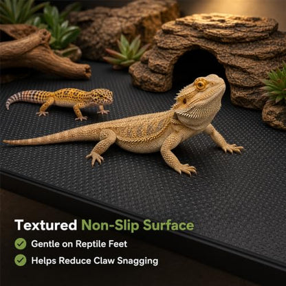 48 x 24 Inch Reptile Mat Liner for 4x2x2 120 Gallon Enclosures, Non-Adhesive Reusable Carpet for Bearded Dragons, Geckos and Snakes, Black