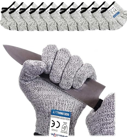 Dowellife Cut Resistant Gloves Food Grade Level 5 Protection, Safety Kitchen Cuts Gloves for Oyster Shucking, Fish Fillet Processing, Mandolin Slicing, Meat Cutting and Wood Carving. (Medium-12 Pairs) - size: Medium (Pack of 12), style: Original