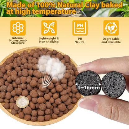 2 LB Organic Expanded Clay Balls Terrarium Substrate for Reptiles | Drainage & Humidity Control, Reusable Leca Balls for Bioactive Setups, Reptile Enclosures, Hydroponics, Aquaponics & Plants - color: 2LBS
