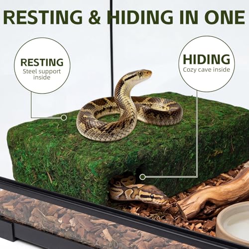 L Size Green Moss Cave Hide, Reptile Shelter for Gecko Snake - color: L Green