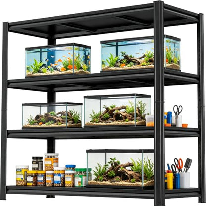 Aquarium Stand Fish Tank Stand 1600LBS Metal Shelving Adjustable Heavy Duty Storage Shelves Display Shelves Utility Shelf for Turtle Tank, Reptile Terrarium, 54.3" H×45.28" W×15.75" D, Black - size: 54.3" H×45.28" W×15.75" D