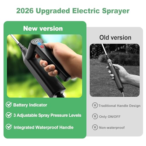 1.35 Gallon Battery Powered Sprayer, Electric Garden Sprayer with 3 Adjustable Pressures, Battery Indicator, Telescopic Wand, 4 Nozzles, Rechargeable Automatic Pump Sprayer for Lawn, Weed, Yard Care - color: Green