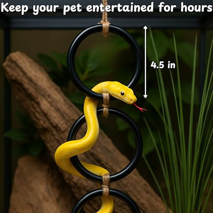 Snake Enrichment Toys Ball with Hammock, Snake Climbing Accessories and Hammock for Ball Python, Small Jungle Gym Ladder Toy, Reptiles Climbing Toy Hammocks, Snakes Tank Accessories (Black Ring, L) - color: Black Ring