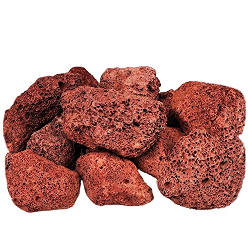 Tfwadmx Aquarium Red Lava Rock 10 Pcs Fish Tank Volcanic Pumice Stones for Betta Fish Shrimp (1.96''-3.14'') - color: Red, size: L:2''-3.2''