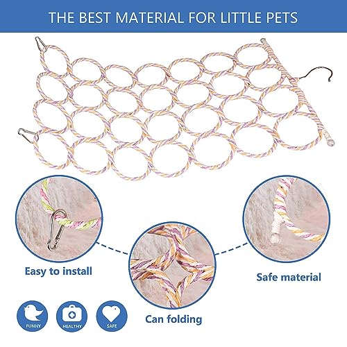 3 Pack Swing Hanging Toys,Bird Climbing Rope Net Ladders Small Medium Pet Activity Toy Suitable for Parakeet,Cockatiel,Cockatoo,Hamster,Rat,Ferret(Random Color) - color: Yellow